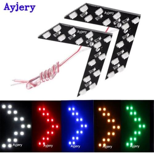 AYJERY 2X Universal Car Arrow Panel White Yellow Red 1210 14 SMD LED Car Side Mirror Rear View Indicator Turn Signal Light Lamp