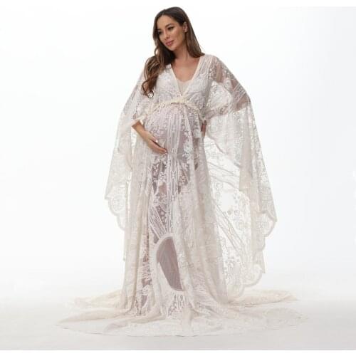 Bohemian Lace Maternity Photography Dress Tassels Boho Maternity Photo Shooting Long Dress Pregnancy Dress For Photography