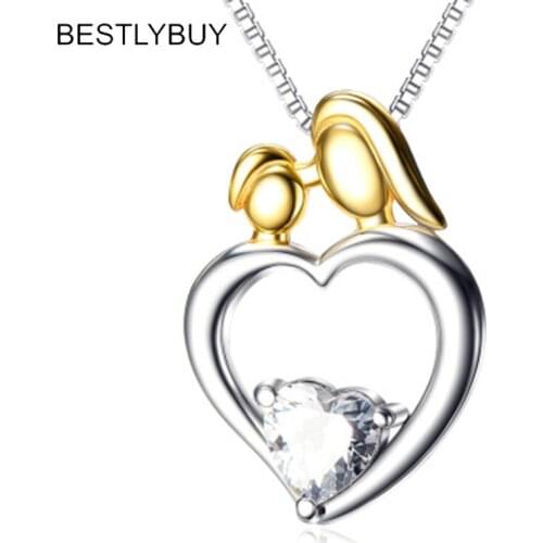 BEATLYBUY 925 Sterling Silver Mom Chains Necklaces Gold Golor Mother Daughter Son Child Family Love Pendants Mothers Day Gift