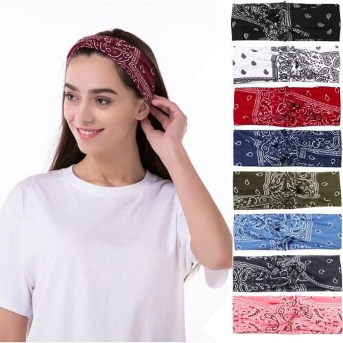Floral Print Amoeba Rabbit Ear Knotted Elastic Hoop Hair Band Fashion Steel Wire Fixed Headbands Ethic Boho Hair Bands Women