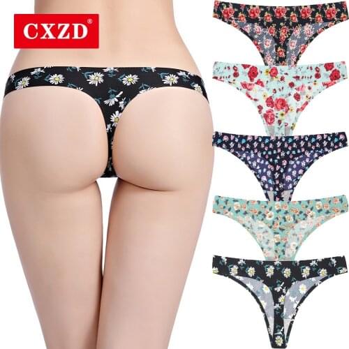CXZD 2021 Sexy Floral Panties Women Breathable Underpant Thong Female Seamless G-String Underwear Lingerie Briefs