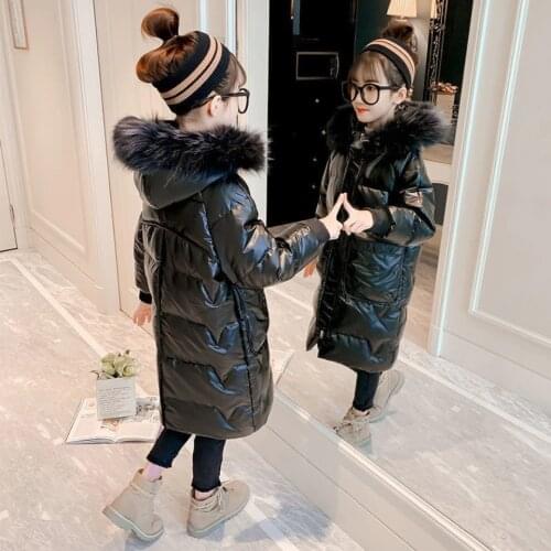 Children Jacket for Girls Winter Warm Down Cotton Hooded Coats Kid Parka Girl Hooded Long Outerwear Clothes 5 6 7 8 10 12 Years