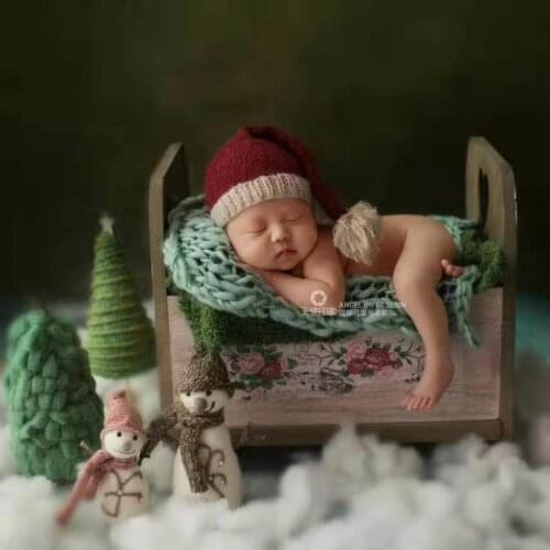 Hot Sale Baby Santa Claus Hat Newborn Christmas Bonnet Mohair Baby Pixie Hat Newborn Sleepy Bonnet Photography Props Infant Cap