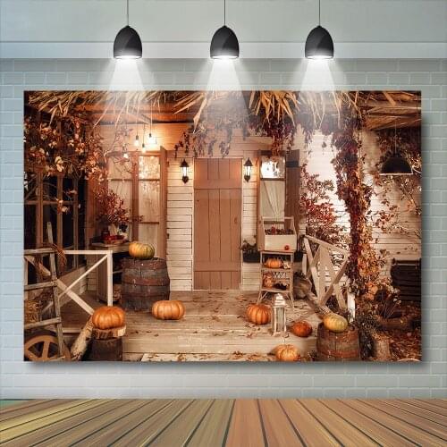 Halloween Background Pumpkin Lantern Wood House Trees Backdrop Adult Child Portrait Photography Baby WallPaper Photo Studio