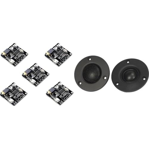 FULL-5PCS VHM-314 Bluetooth 5.0 Audio Receiver Module MP3 Lossless Decoder Board & 2PC Tweeter Silk Film 3Inch