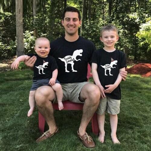Mother Daughter Father Son Boys Girls Cotton Tops Family Matching Outfits Dinosaur Daddy Summer Mommy and Me T-shirt Clothes