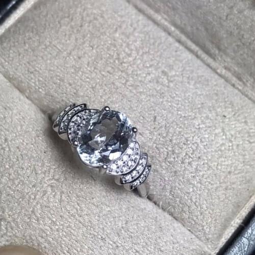 Natural aquamarine ring, 925 silver, simple style, 2 carat gems, clean quality, cheap price