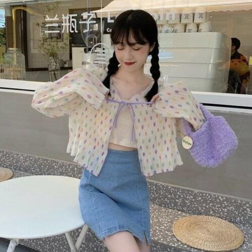 Summer Sunscreen Cardigans Women New Japanese Belt Chiffon Tops Korean Loose All-match Bandage Thin Short Jacket Dropshipping