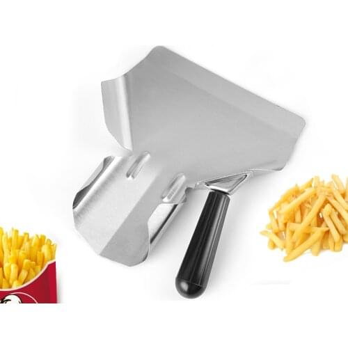 French Fries Shovel Chip Scoop Food Stainless Steel Kitchen Tools Fries Burger Packaging Tool Single Double Handles Grip