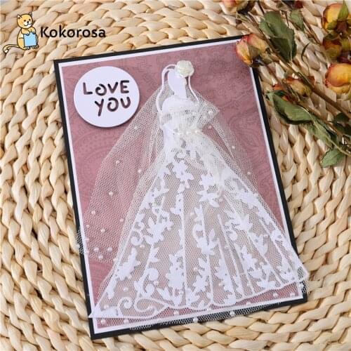 Kokorosa Wedding Dress Metal Cutting Dies for Scrapbooking Card Making Decorative Embossing Crafts Die Cut New 2020