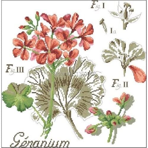 Shadow Series Geranium Flower Needlework Embroidery Cross Stitch Kit Factory Sale 18CT/16CT/14CT/11CT/9CT