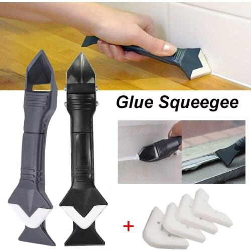 3-in-1 Caulking Tool Set Glass Glue Angle Scraper with 5 Joint Silicone Remover Pads Grout Caulk Finisher Sealant Smooth Scraper