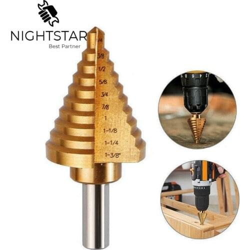 Krachtige Hss Step Drill Bit Set Cone Hole Cutter Taper Metric 1/4 - 3/8 Titanium Coated Metal Hex Core Drill Bits