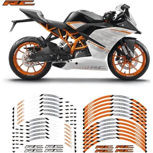 12 Pcs Motorcycle Front and Rear Wheel Sticker stripe Reflective Tire Inner Rim decals For KTM RC 125 200 250 390 17inch
