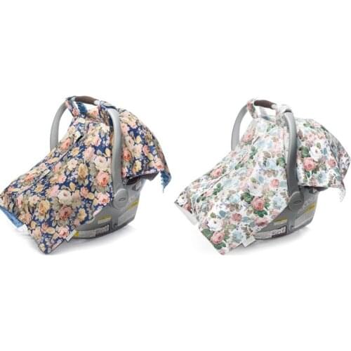 2 in 1 Carseat Canopy with Nursing Cover Up with Flowers Design 97BC