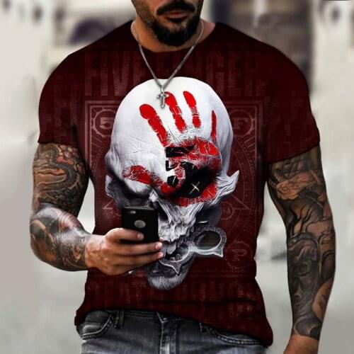 2021 new 3D printed skull pattern best-selling trendy womens fashion street T-shirts mens and
