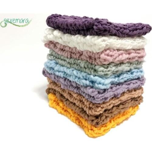 Wool Crochet Newborn Baby Girls Boys Blanket Newborn Photography Props,Crochet Knit Blanket Basket Background Filler 55*55cm
