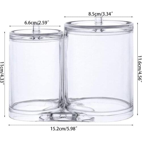 Makeup Organizer Cotton Pads Holder Box Swab Jar Bathroom Storage Clear Organiser Cosmetic Dispenser Divider with 2 Sec