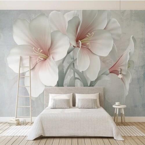 Custom 3D creative new flower 3d stereo relief flower TV background wall living room bedroom art mural