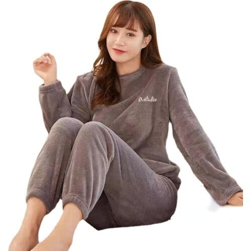 Large Size Autumn and Winter Fairy Warm Warm Suit Casual Couple Home Lazy Trousers Coral Velvet Loose All-match Pajamas