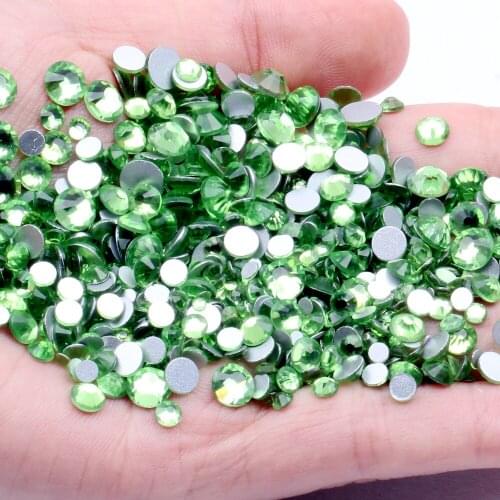 Peridot SS3-SS34 Non Hotfix Strass Rhinestones Flatback Glue On Crystals Stones Appliques For Crafts Wedding Dresses Decoration