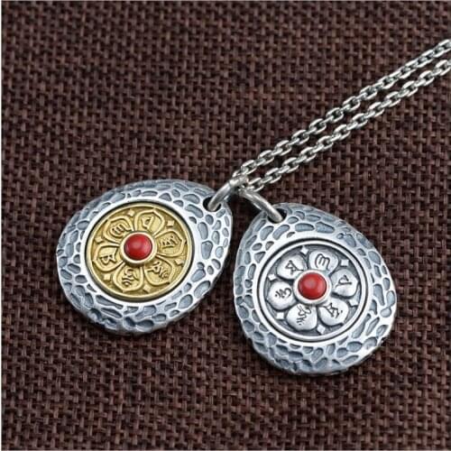 Real S990 solid sterling silver retro Thai silver craft Jiugong gossip pendant Taoist culture silver jewelry
