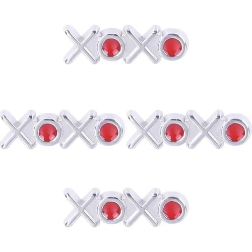 F335 Alloy Metal Silver Red Letter XOXO Charms Fit Floating Glass Magnet Living Locket Pendant 5*13mm