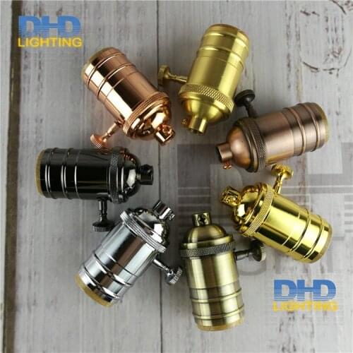 50pcs/lot)7 colors E27 brass material silver/brass/copper/black color Antique copper Pendant Light Lamp Holder Socket DIY
