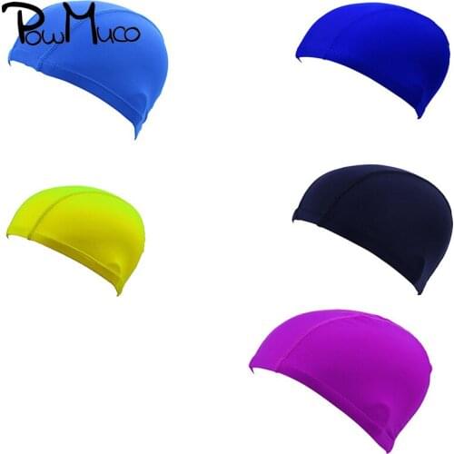 Powmuco Men&Women Ears Protection Swimming Cap Waterproof PU Coating Helmets Inner Hat Quick-drying Sports Turban Elastic Beanie