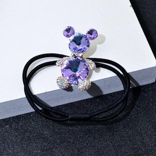 CINDY XIANG New Fashion Shiny Rhinestone Crystal Hair Ties Ponytail Holders Animal Bear Rubber Band Elastic Hairband Jewelry