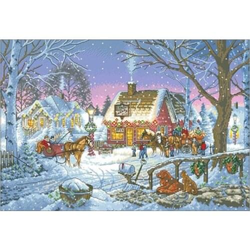 Christmas snow scene patterns Counted Cross Stitch 11CT 14CT 18CT DIY Cross Stitch Kits Embroidery Needlework Sets home decor