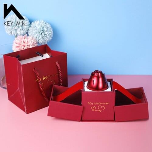 Rose Jewelry Box High-end Necklace Pendant Box Metal Rose Lifting Gift Box Valentines Day Jewelry Packaging Box