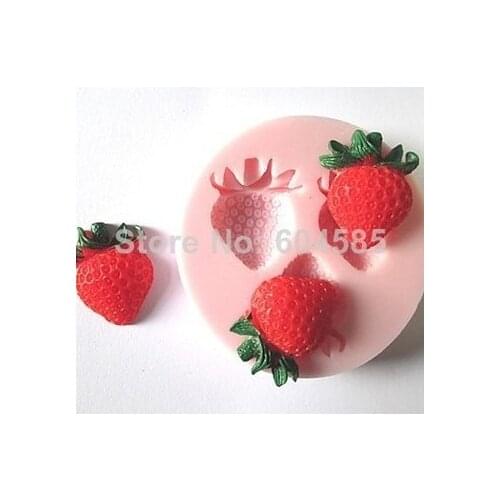 New Three Holes Strawberry Fruit Silicone Mold Fondant Molds Sugar Craft Tools Chocolate Mould For Cakes
