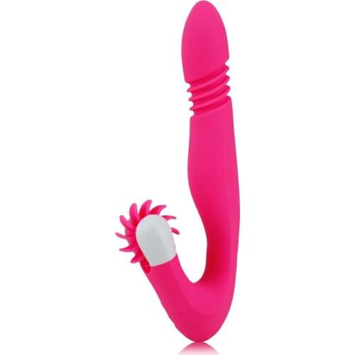 Telescopic Dildo Vibrator Oral Licking Tongue Vibrator G Spot Clitoris Stimulator Rotation Rabbit Massager Sex Toys for Women