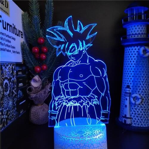 Dragon Ball Super Led Night Light for Bedroom Decor Colorful Nightlight Anime Son Goku Ultra Instinct Acrylic 3d Lamp Manga Gift