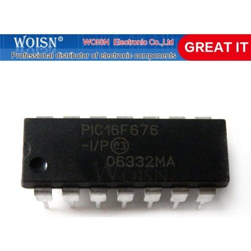 1pcs/lot PIC16F676-I/P PIC16F676-IP PIC16F676 DIP-14 New original In Stock