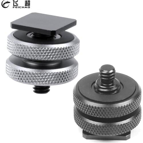 1x 3/8 Turn 1/4 Tripod Screw to Flash Hot Cold Shoe Mount Adapter Double Nut for Lights LED DSLR SLR Hotshoe Studio Accessories