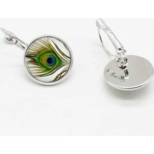 2019 new peacock pattern glass earrings womens fashion round earrings ear hook jewelry