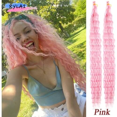 30'' Deep Wave Twist Crochet Hair Synthetic Afro Curls Crochet Tress On Braids Ombre Braiding Hair Extensions For Women INS