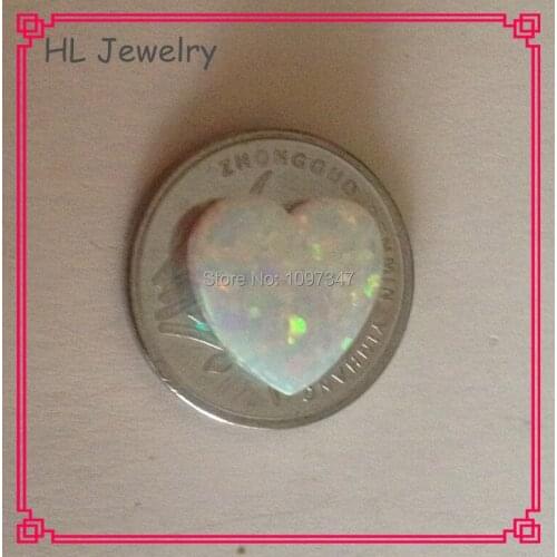 50PCS/Lot 12MM Cabochon Heart Opal Stone Snow White OP17 Synthetic Opal Heart Stone For Jewelry