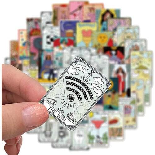 50Pcs Tarot Card Stickers Divination Playing Card Sticker PVC Graffiti Sticker