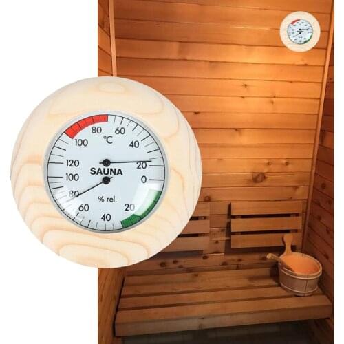 Wooden Sauna Hygrothermograph Thermometer Hygrometer, Sauna Room Humidity and Temperature Measurement Meter 14.5x3cm
