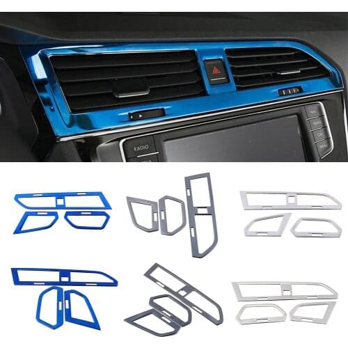 For Volkswagen VW Tiguan MK2 2017-2019 Dash board Air Conditioning AC Outlet Vent Cover Frame Trim Stainless Steel Sticker