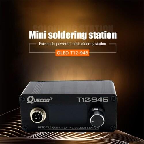 T12-946 Mini Soldering Station Quick Heating Electronic 1.3inch Digital Controller with M8 P9 Handle Soldering Iron Tip
