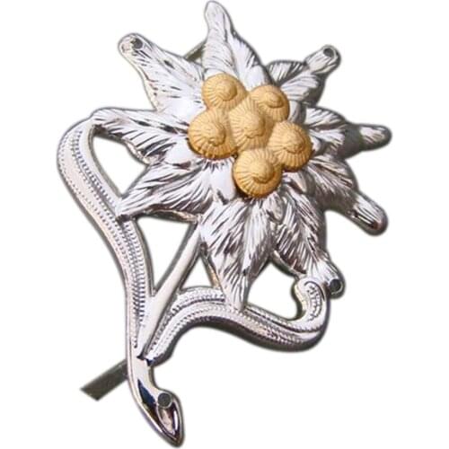 WWII GERMAN EM EDELWEISS MOUNTAIN INFANTRY CAP HAT MEDAL BADGE COCKADE SILVER