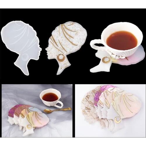 Resin Coaster Molds Women Lady Avatar Shape Silicone Mould Epoxy Diy Casting Making Cup Mat Tray Home Decoration Supplies Tools