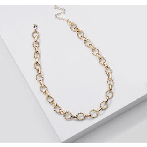HUIDANG Fashion Jewelry Simple Trendy Popular Twisted Metal Chain Link Necklaces for Women