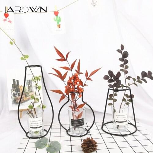 JAROWN Minimalist Nordic Style Iron Art Vase Abstract Creative Artificial Flower Iron Frame Decoration Wedding Home Decor
