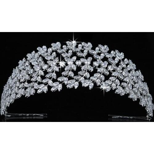 Crown HADIYANA Leaves Design Trendy Women Wedding Bridal Hair Accessories Party Tiaras And Crowns Zircon BC5508 Corona Princesa