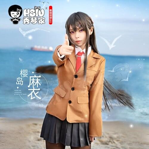 Sakurajima Mai Cosplay Costume Anime Rascal Does Not Dream of Bunny Girl High School Girls HSIU Japan School Uniforms Shortskirt